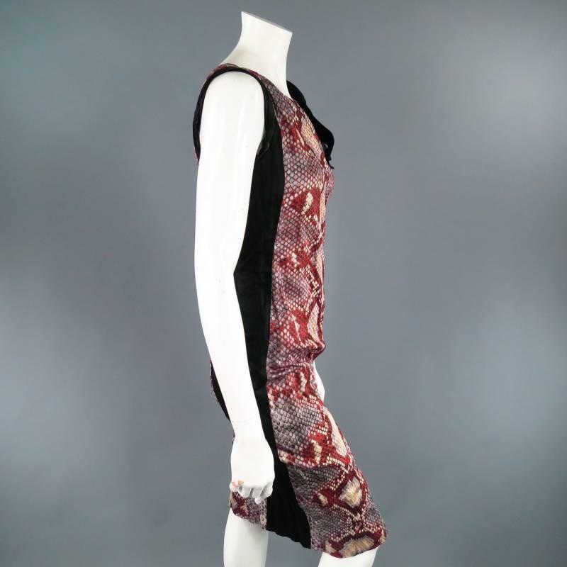 PRADA Size 2 Red Wrinkled Cotton / Silk Tied Cocktail Dress Spring 2009 2
