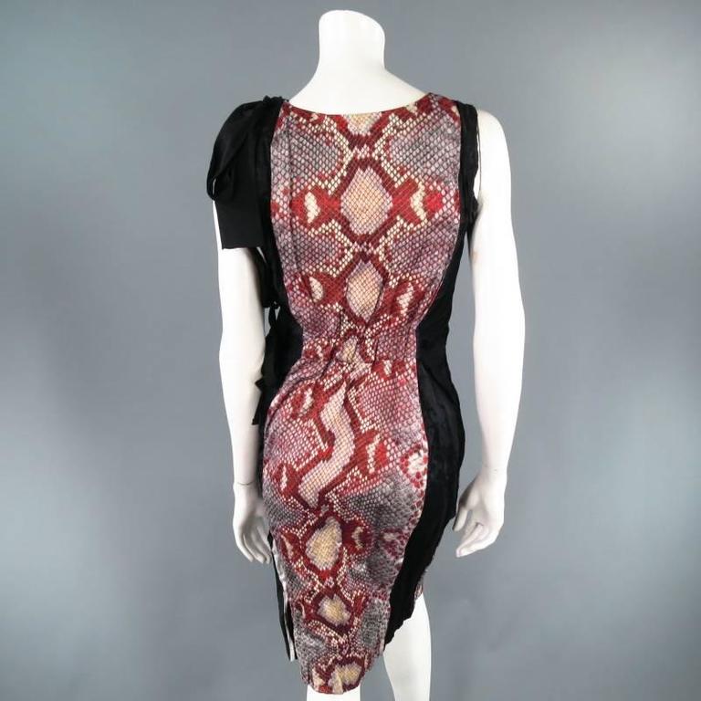 PRADA Size 2 Red Wrinkled Cotton / Silk Tied Cocktail Dress Spring 2009 ...