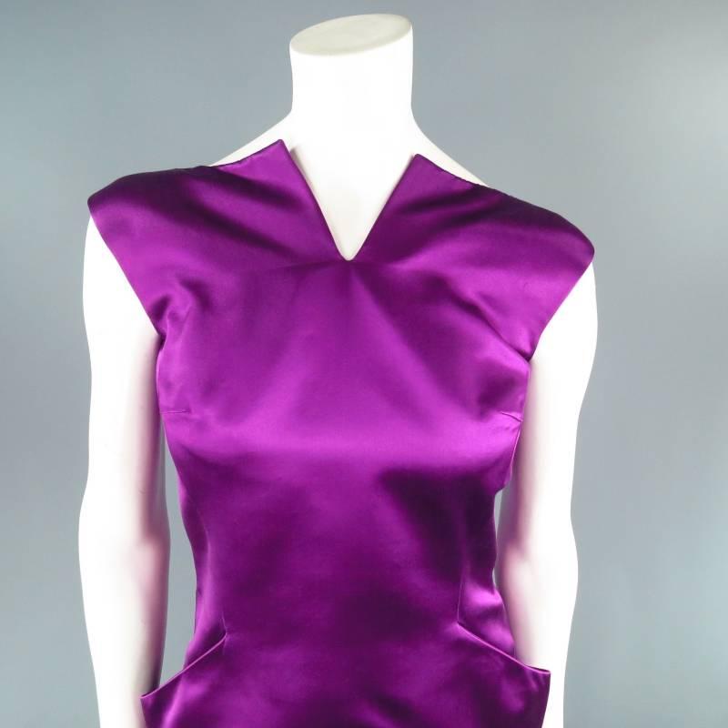 ALEXANDER MCQUEEN Size 6 Magenta Purple Silk Structured Cocktail Dress SS 2008 3