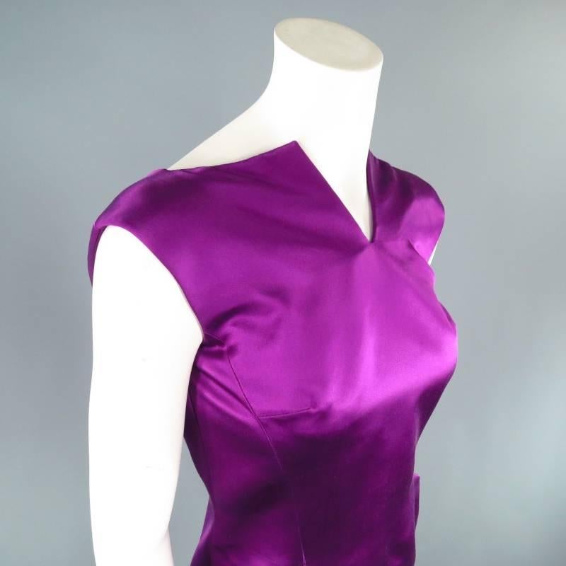 Women's ALEXANDER MCQUEEN Size 6 Magenta Purple Silk Structured Cocktail Dress SS 2008