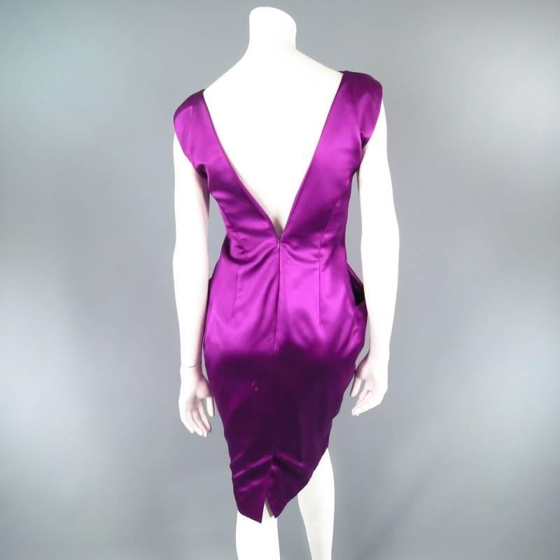 ALEXANDER MCQUEEN Size 6 Magenta Purple Silk Structured Cocktail Dress SS 2008 2