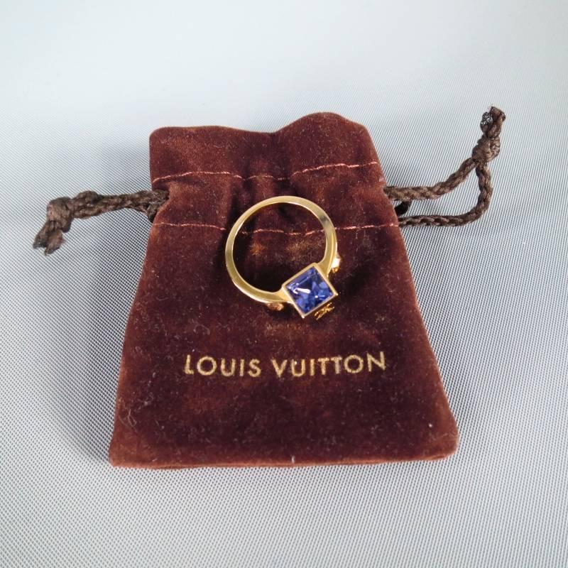 LOUIS VUITTON Gold Purple Swarovski Crystal -Gamble- Dice Ring 3