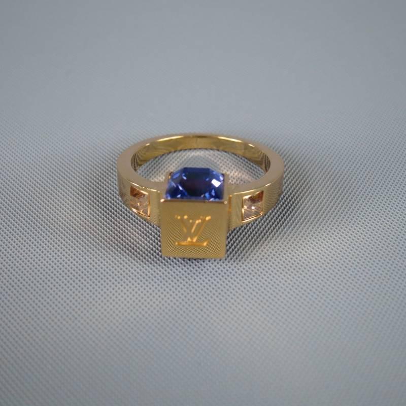 Women's LOUIS VUITTON Gold Purple Swarovski Crystal -Gamble- Dice Ring