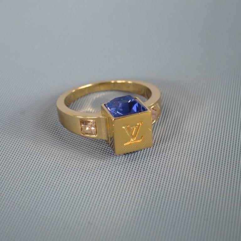 LOUIS VUITTON Gold Purple Swarovski Crystal -Gamble- Dice Ring at