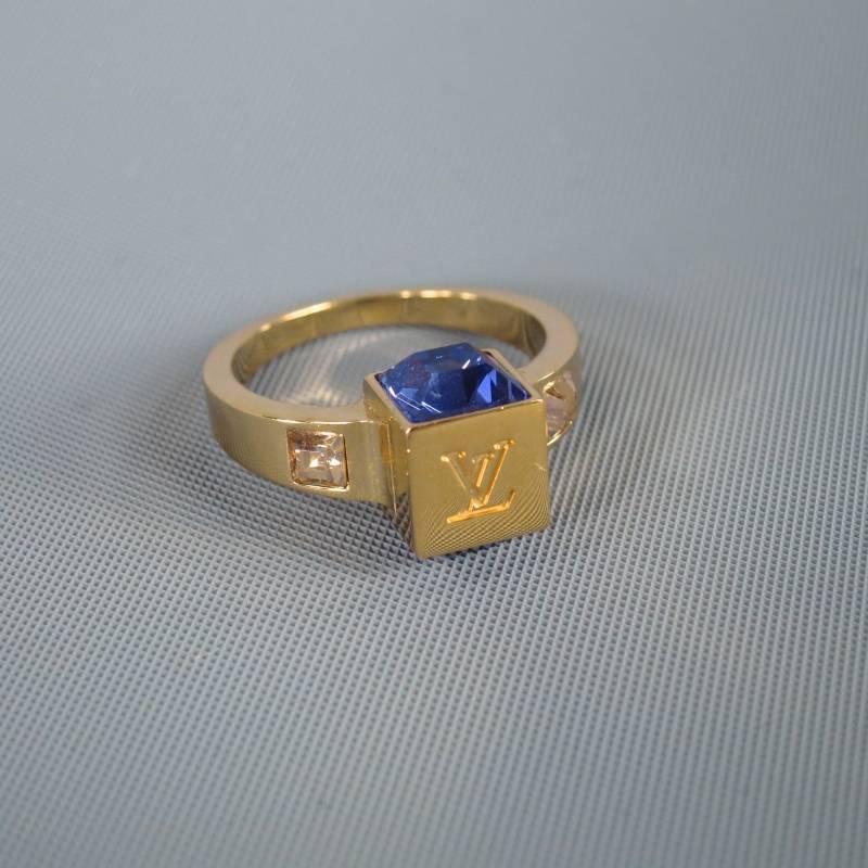 LOUIS VUITTON Gold Purple Swarovski Crystal -Gamble- Dice Ring 1