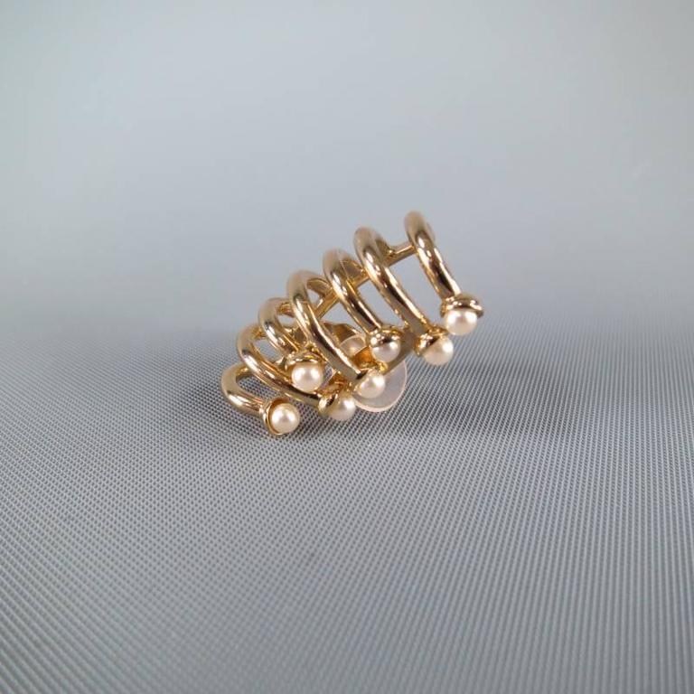 DIOR Gold Pearl Ear Clip On Cuff Earring at 1stDibs dior ear cuff