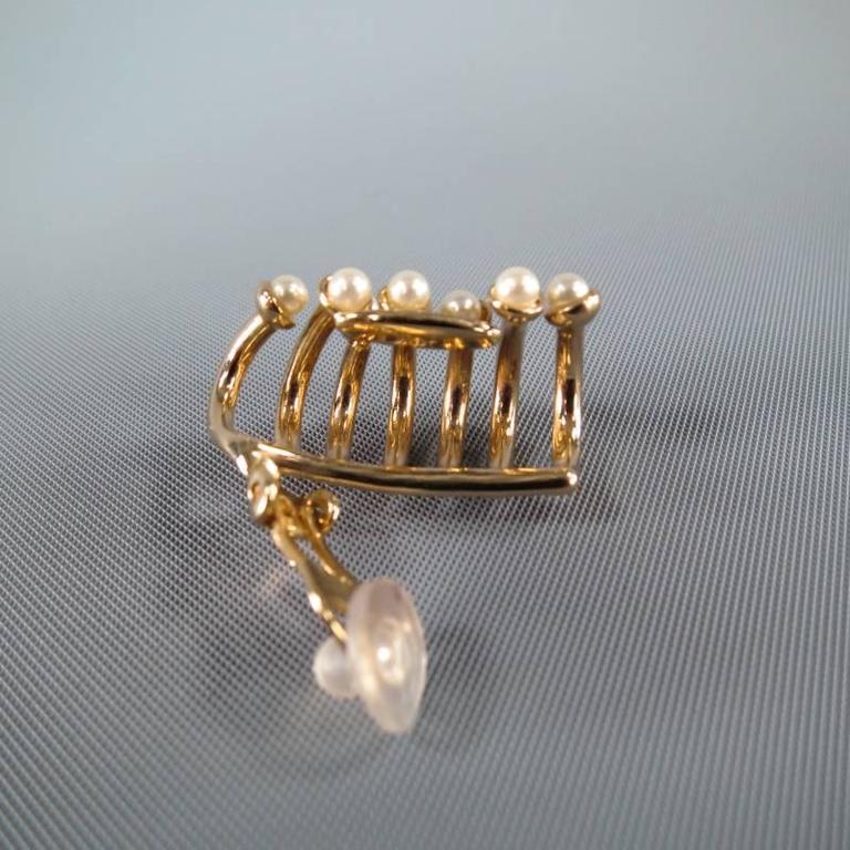 DIOR Gold Pearl Ear Clip On Cuff Earring at 1stDibs dior ear cuff
