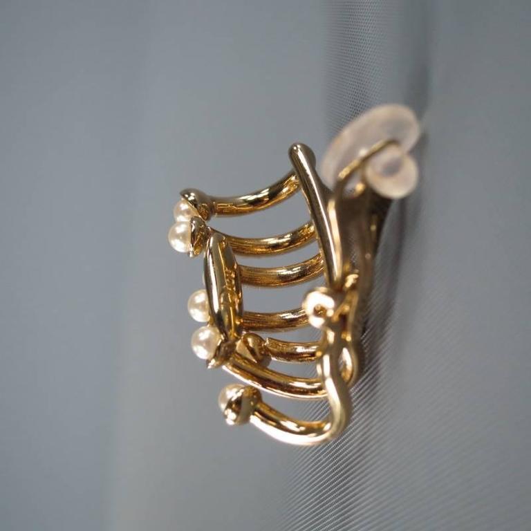 DIOR Gold Pearl Ear Clip On Cuff Earring at 1stDibs dior ear cuff