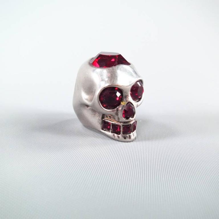 ALEXANDER MCQUEEN Ruby Red Heart Crystal Skull Ring at 1stDibs ...