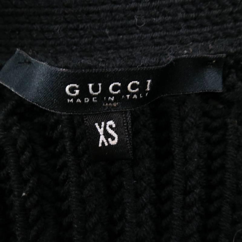GUCCI Size XS Black Lana Wool Knit Juliet Sleeve Cropped Corset Cardigan 2