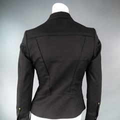 GUCCI Size S Black Cotton Blend Pleated Ruffle Sleeve Jacket