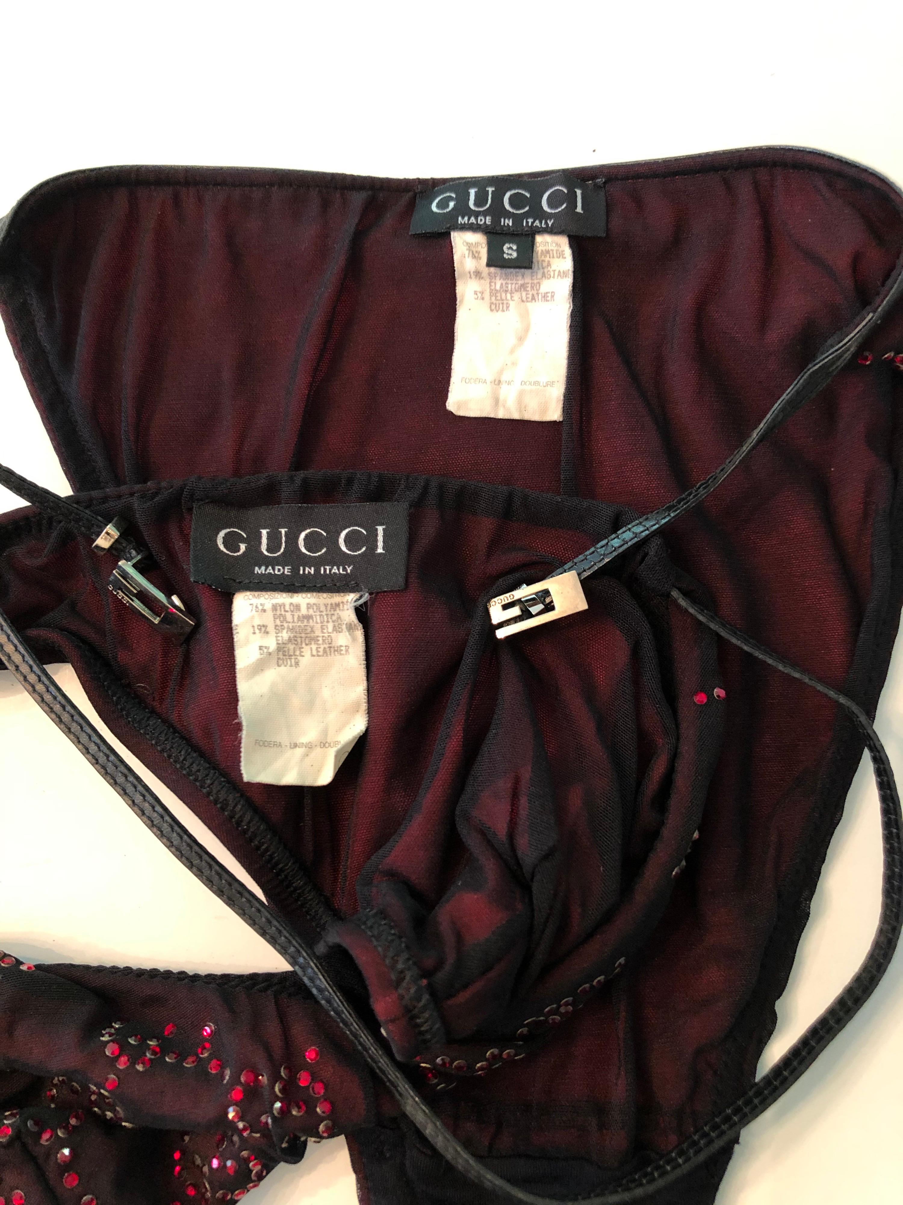Tom Ford for Gucci S/S 1998 Crystal GG Logo Monogram Two-Piece Bikini Swimwear 7