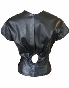 Azzedine Alaia Black Leather Cutout Top