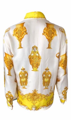 Gianni Versace Vintage Plunging Neckline Silk Shirt Top
