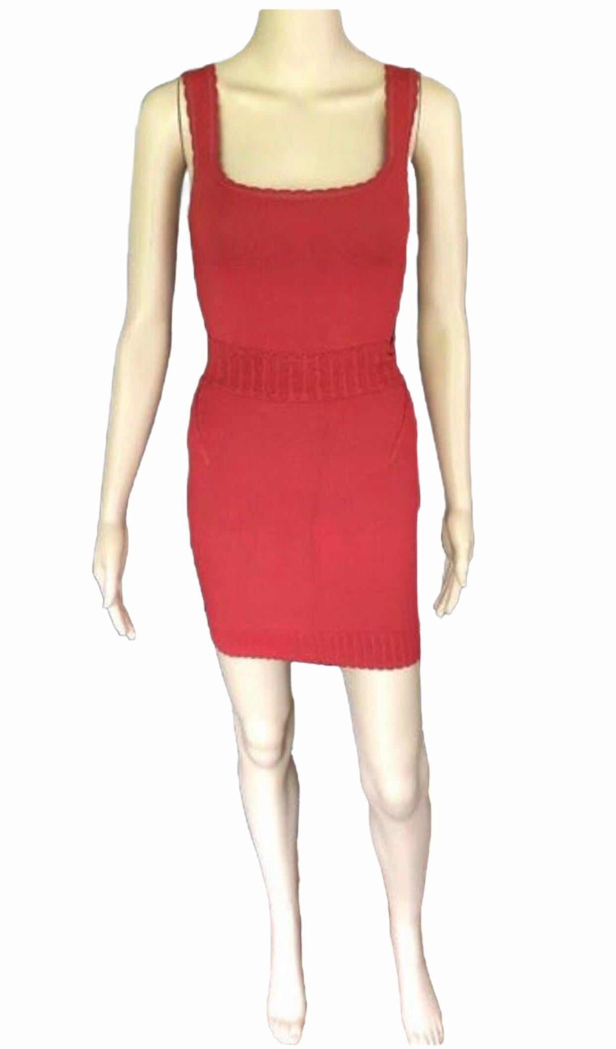 Azzedine Alaia Vintage Red Bodysuit and Skirt 2 Piece Set For Sale at ...