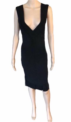 Azzedine Alaia S/S 1990 Runway Vintage Fitted Open Back Black Dress