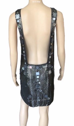 Versace Oroton F/W 2007 Runway Silver Metal Mesh Chain Mail Open Back Dress