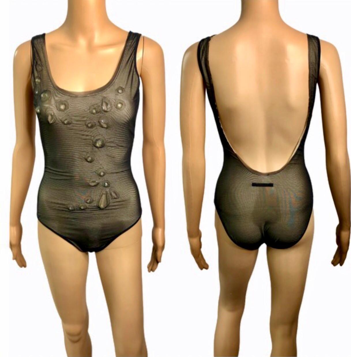 Jean Paul Gaultier Soleil F/W2006 Crystal Embellished Bodysuit Swimwear Swimsuit In Excellent Condition In Naples, FL