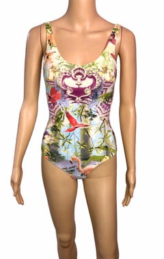 Jean Paul Gaultier Soleil S/S 1999 Flamingo Tropical Bodysuit Swimwear Swimsuit