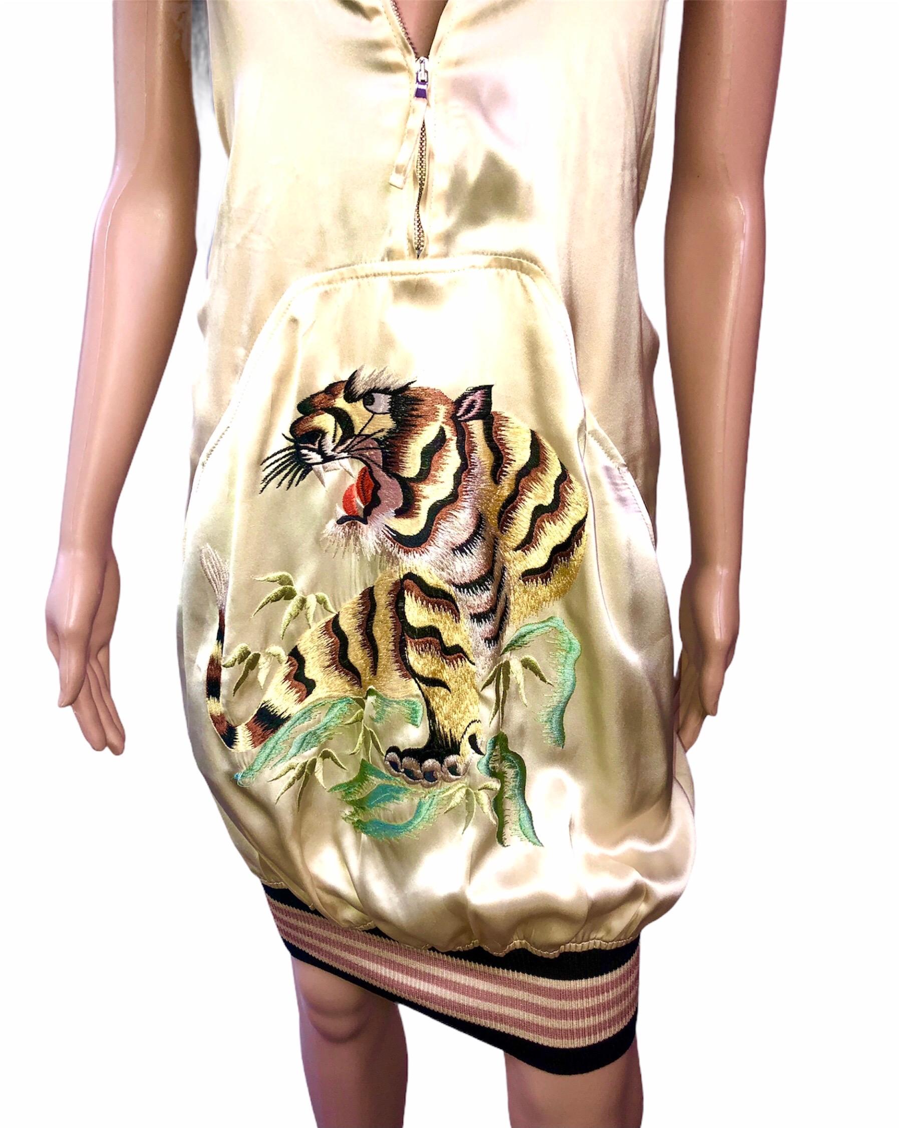 Jean Paul Gaultier S/S 2007 Runway Embroidered Logo Open Back Hooded Mini Dress 7