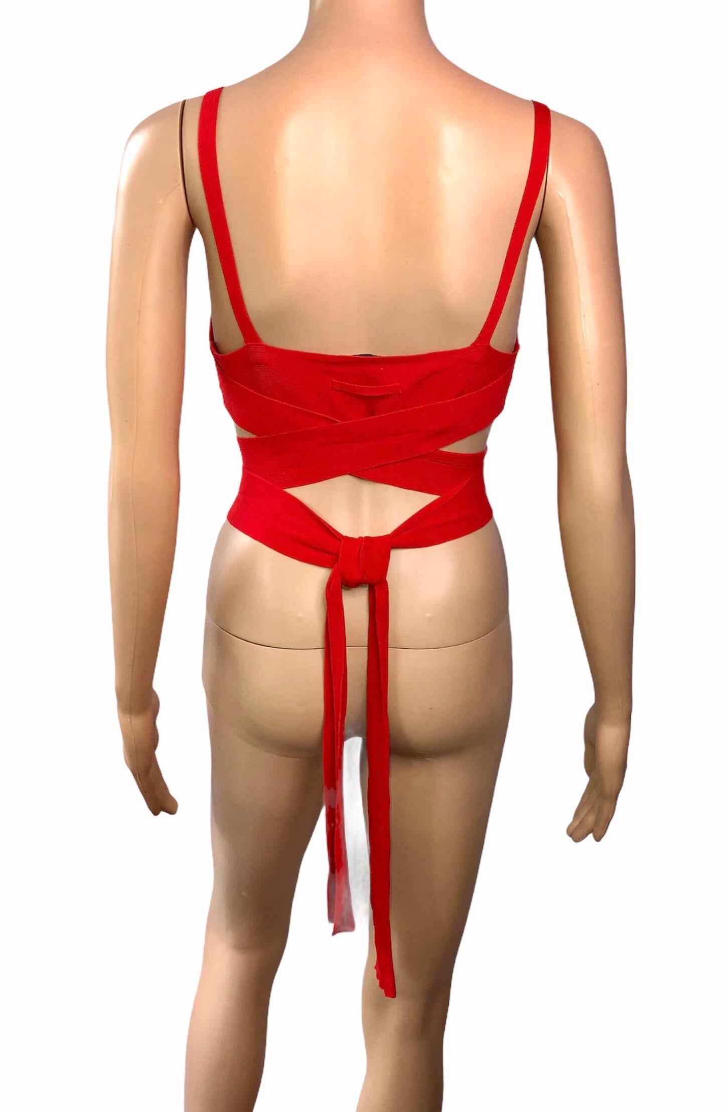 Women's or Men's Jean Paul Gaultier Cutout Wrap Red Bralette Bra Crop Top 