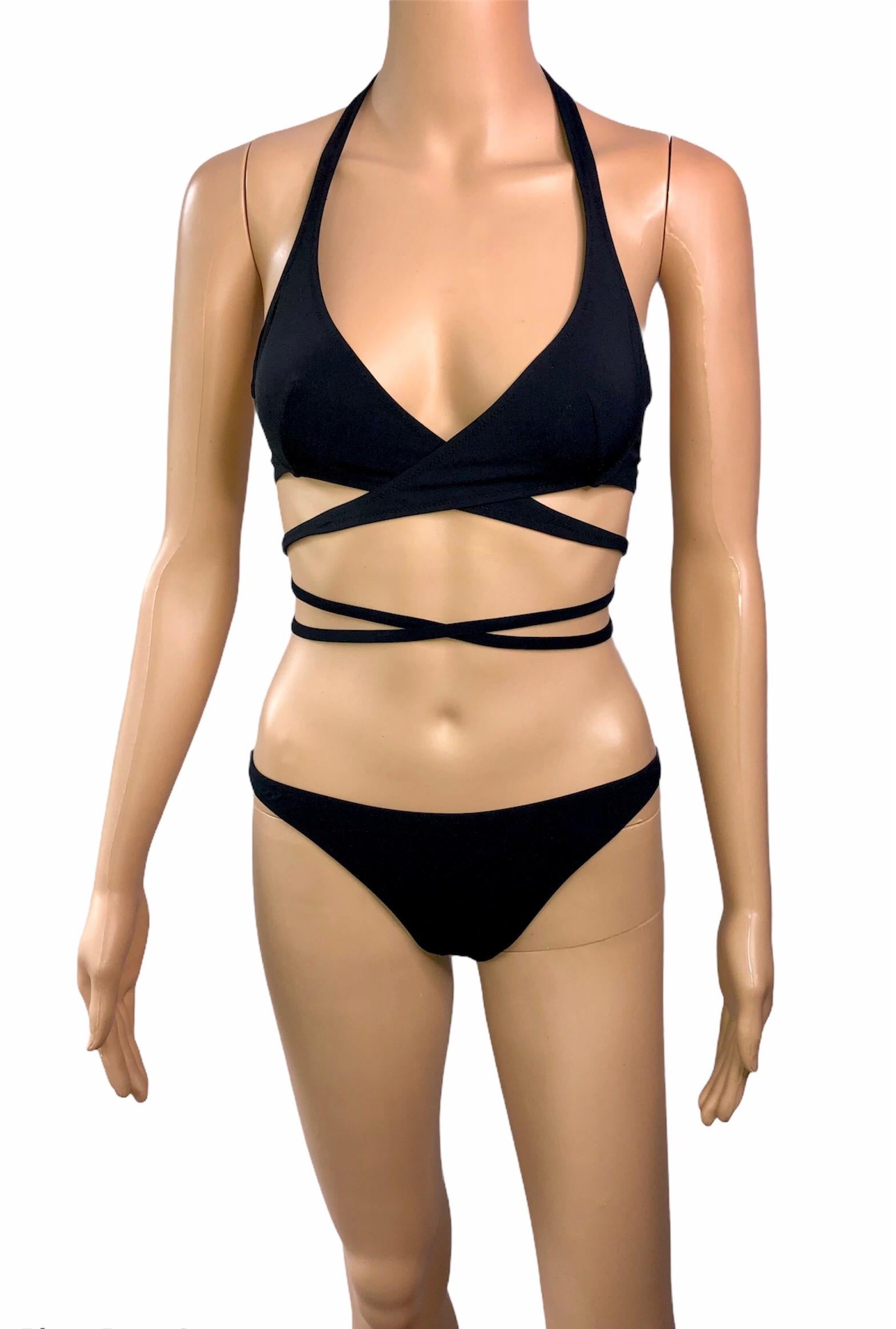 Dolce & Gabbana S/S 2006 Wrap Tie Up Schwarzer Bikini-Badeanzug Badeanzug 2 Stück Damen im Angebot