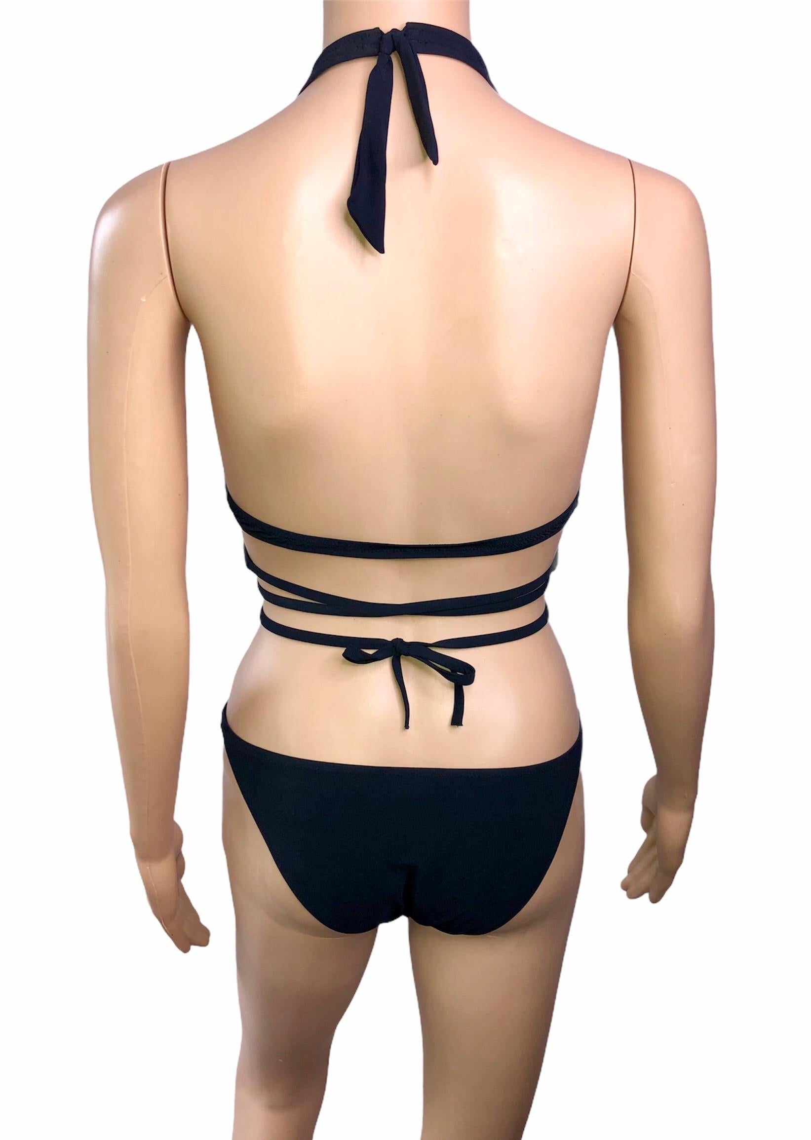 Dolce & Gabbana S/S 2006 Wrap Tie Up Schwarzer Bikini-Badeanzug Badeanzug 2 Stück im Angebot 1