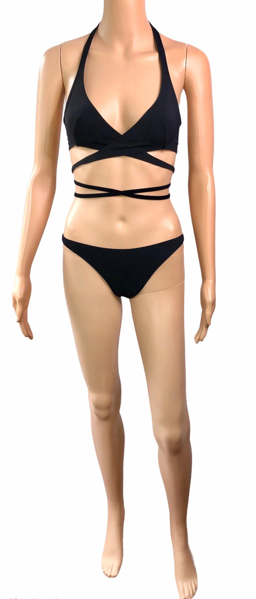 Dolce & Gabbana S/S 2006 Wrap Tie Up Black Bikini Swimwear Swimsuit 2 Piece Set In Good Condition For Sale In Naples, FL
