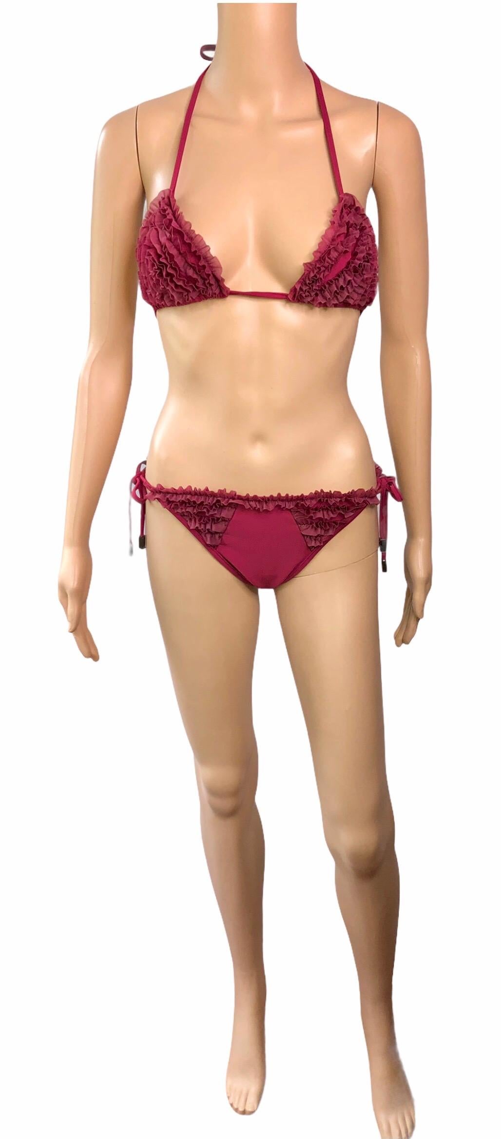 Women's or Men's Christian Dior By John Galliano F/W 2002 Ruffles Bikini Swimwear 2 Piece Set For Sale