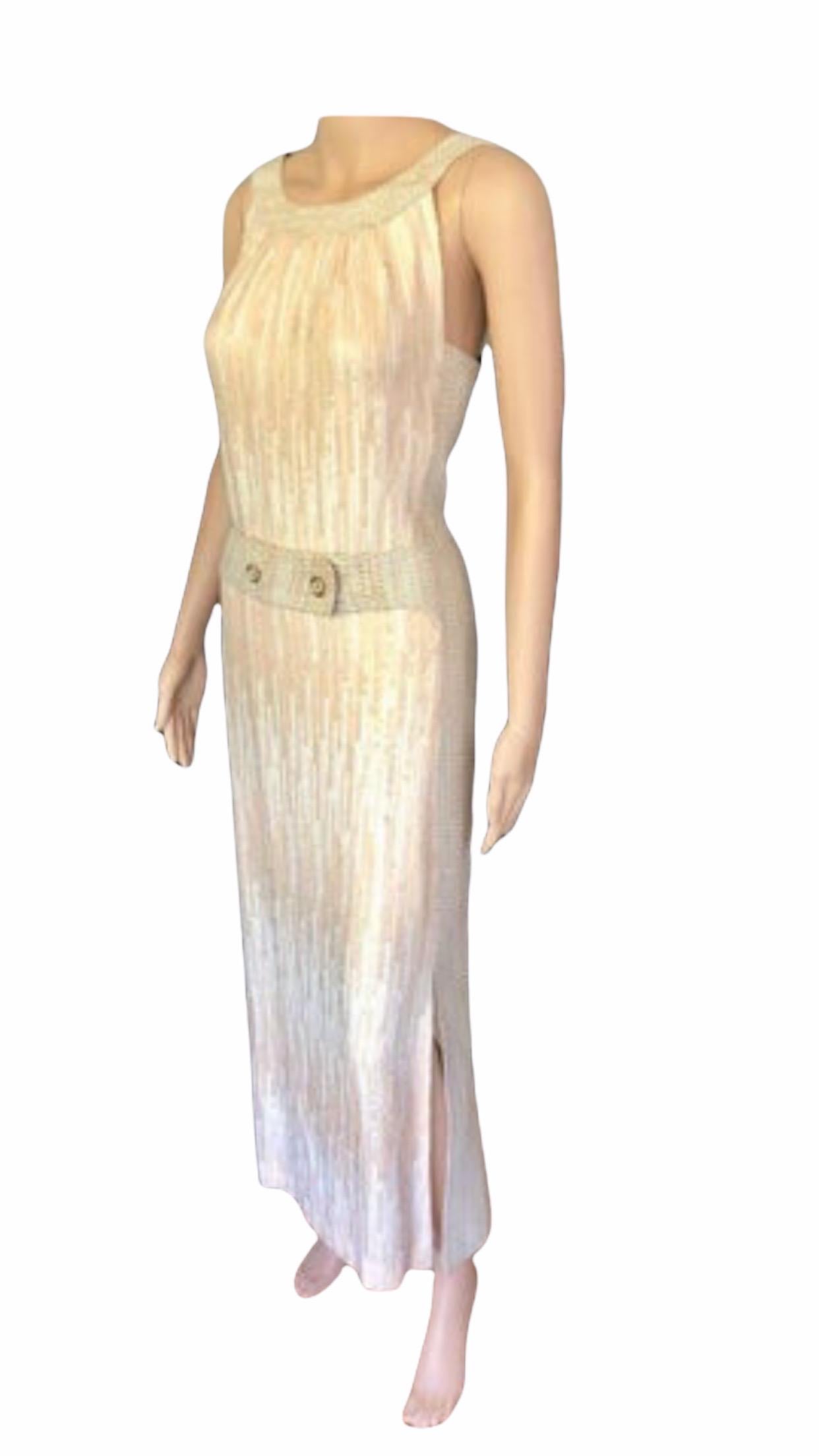 Chanel F/W 2001 Runway Sequin Embellished Tweed Dress In Good Condition For Sale In Naples, FL
