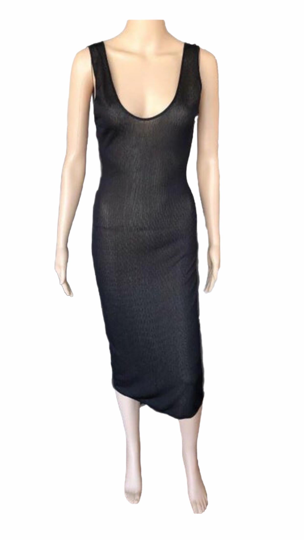 Azzedine Alaia Sheer Bodycon Open Back Dress In Good Condition For Sale In Naples, FL
