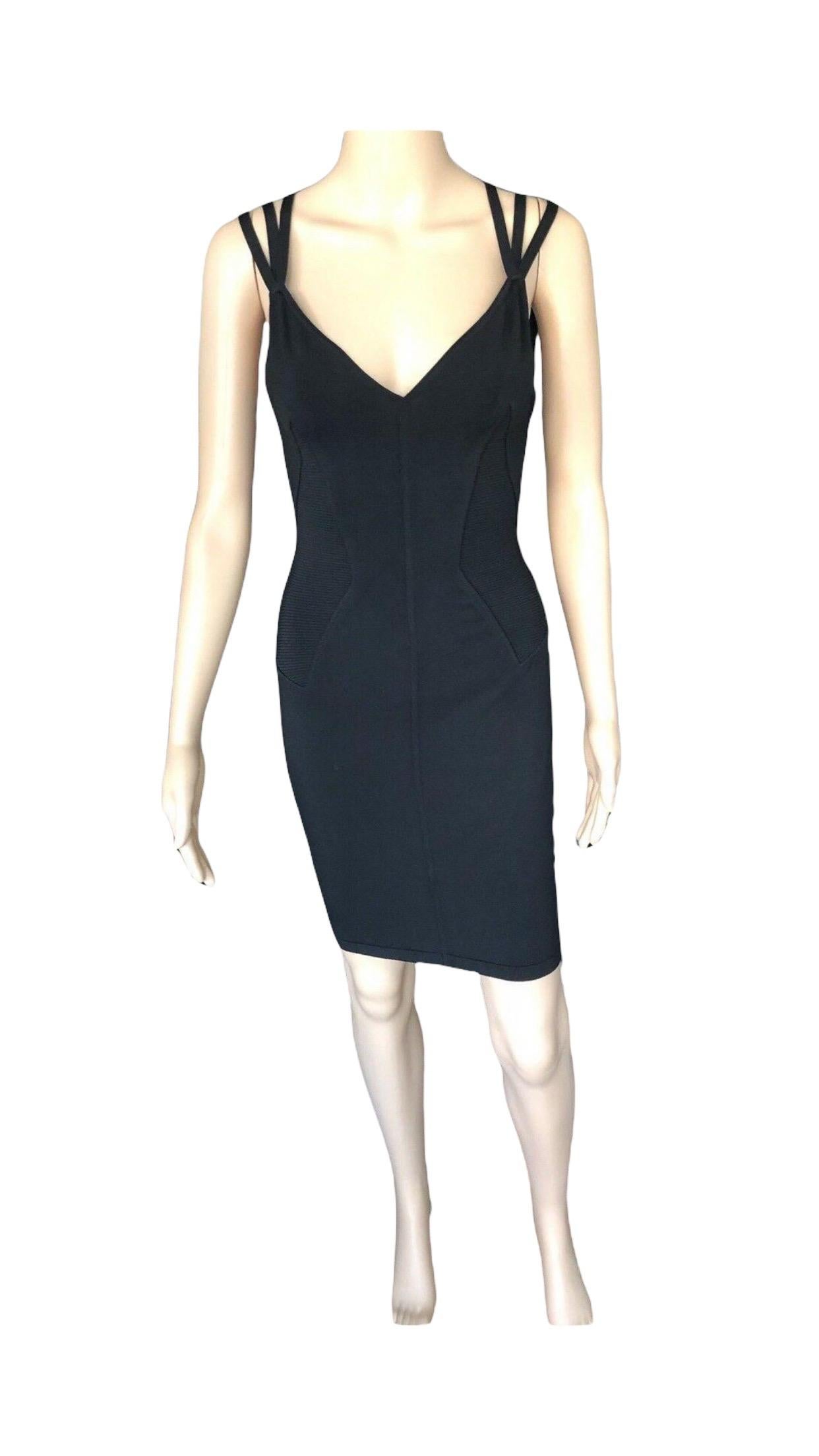 Azzedine Alaia S/S 1990 Vintage Black Bustier Fitted Dress  For Sale 1