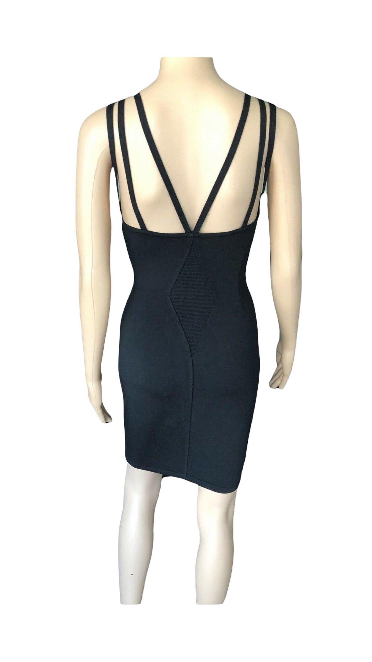 Azzedine Alaia S/S 1990 Vintage Black Bustier Fitted Dress  For Sale 2