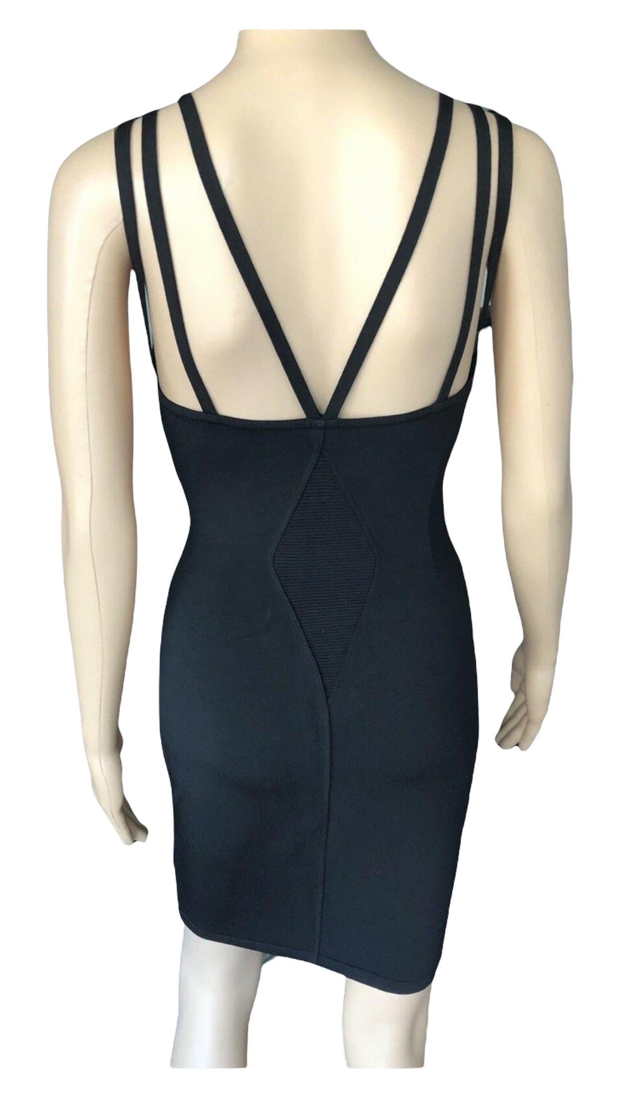Azzedine Alaia S/S 1990 Vintage Black Bustier Fitted Dress  For Sale 3