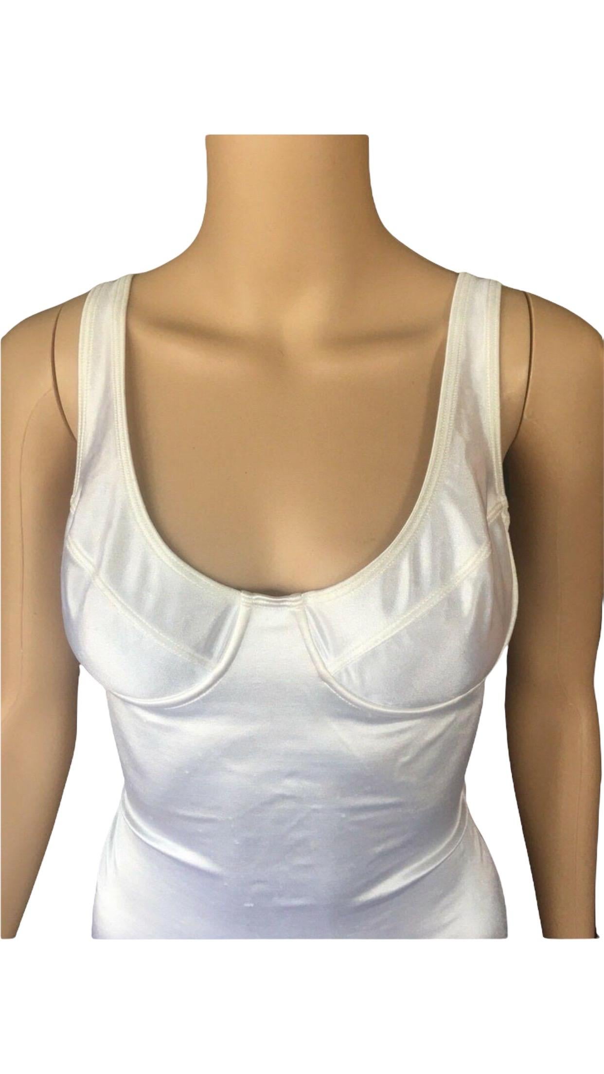 Azzedine Alaia Vintage Bustier Cutout Back Bodysuit Swimsuit  In Excellent Condition For Sale In Naples, FL