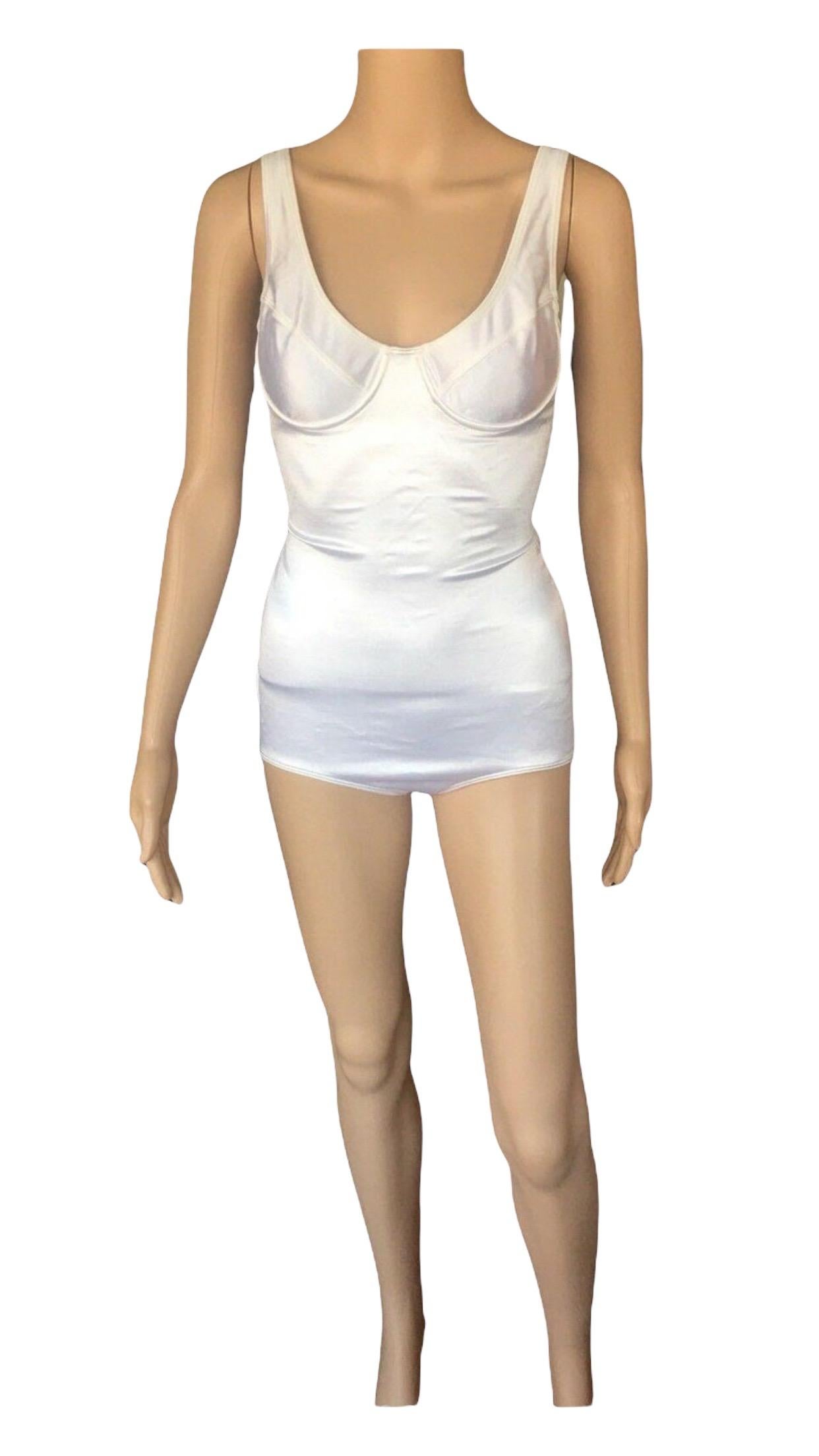 Azzedine Alaia Vintage Bustier Cutout Back Bodysuit Swimsuit  For Sale 1