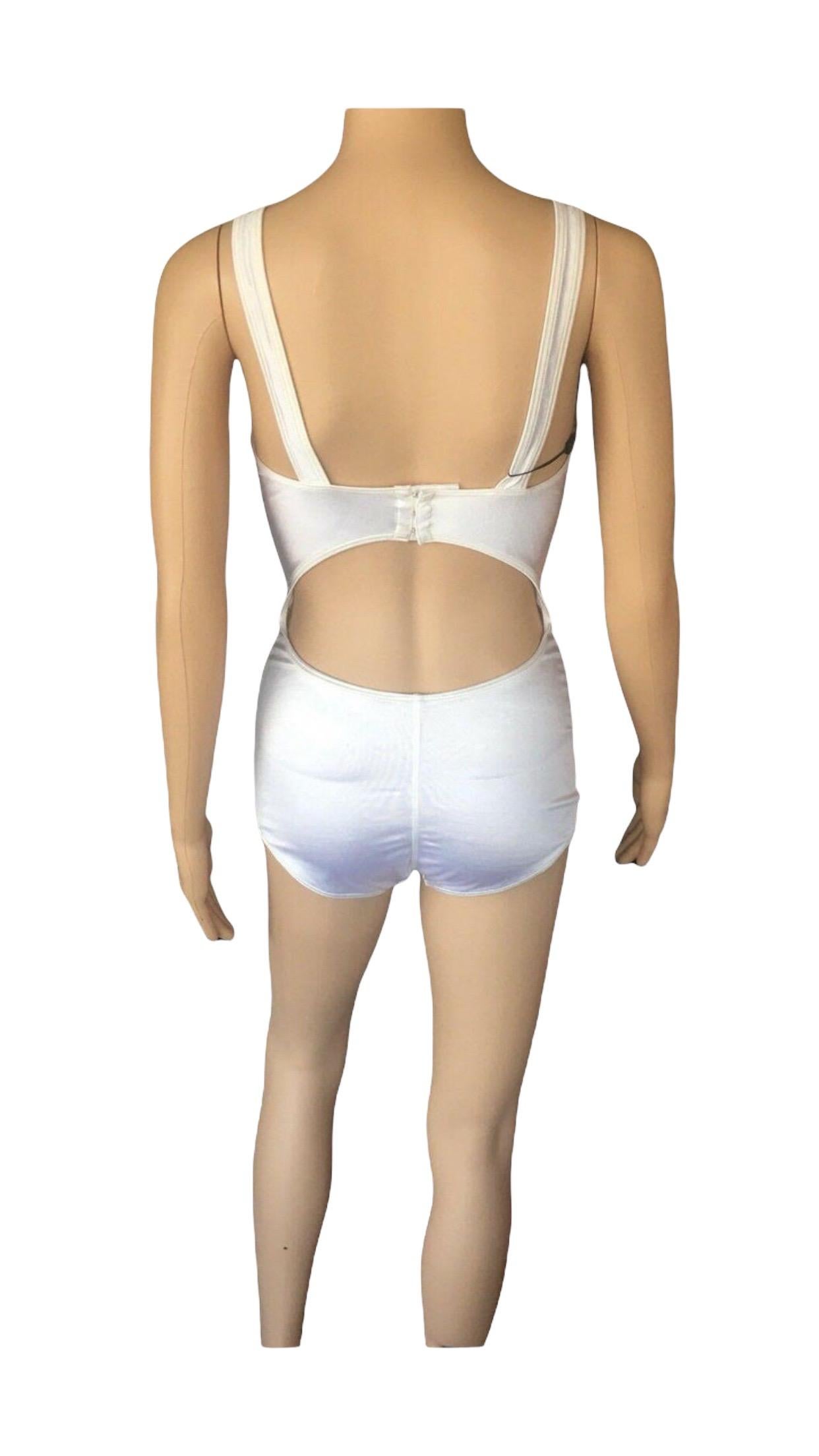 Azzedine Alaia S/S 1987 Runway Bustier Cutout Back Bodysuit Swimsuit For Sale 2