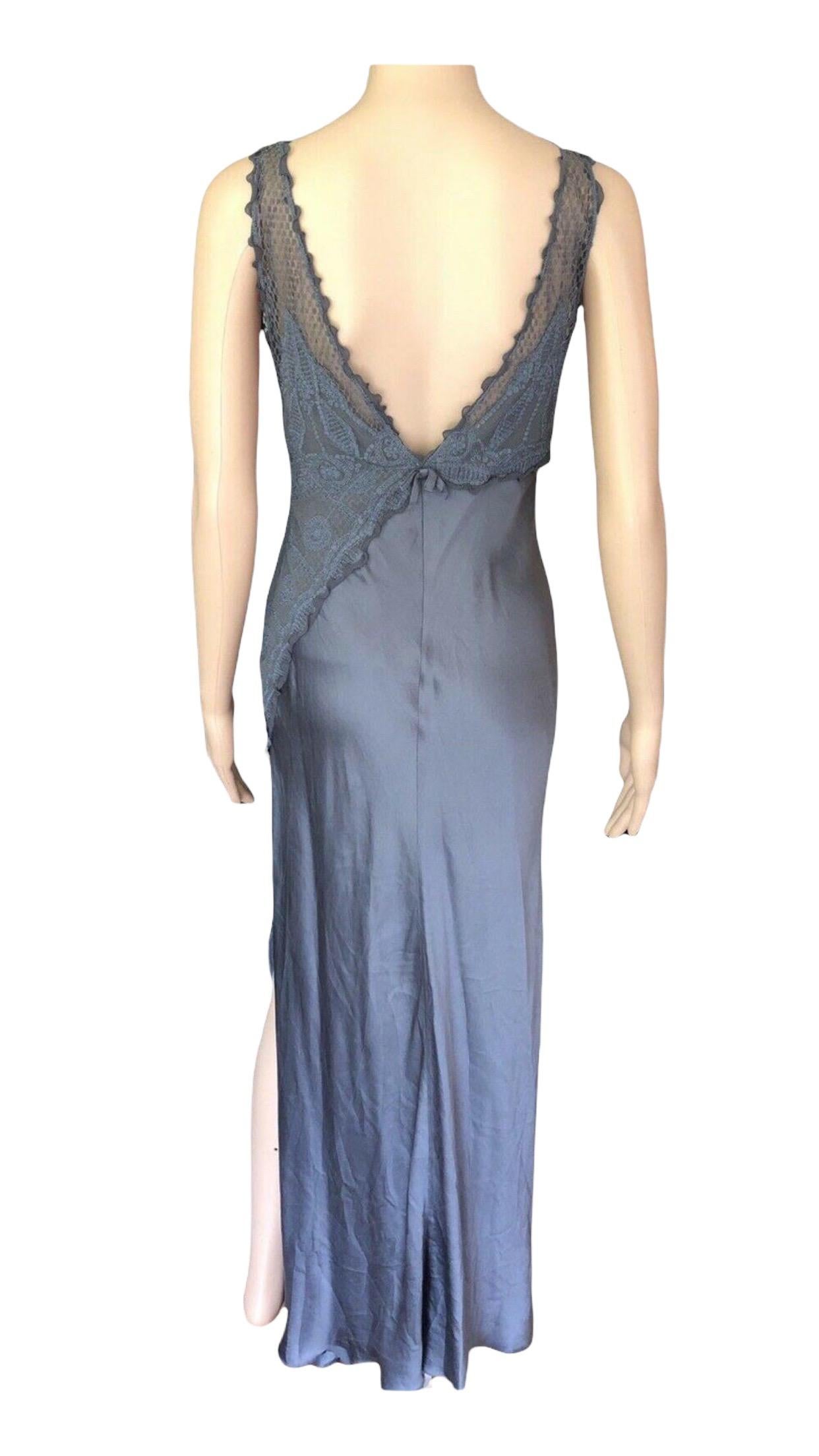 GIANNI VERSACE S/S 1997 Runway Vintage Satin Lace Embroidered Gown  For Sale 4