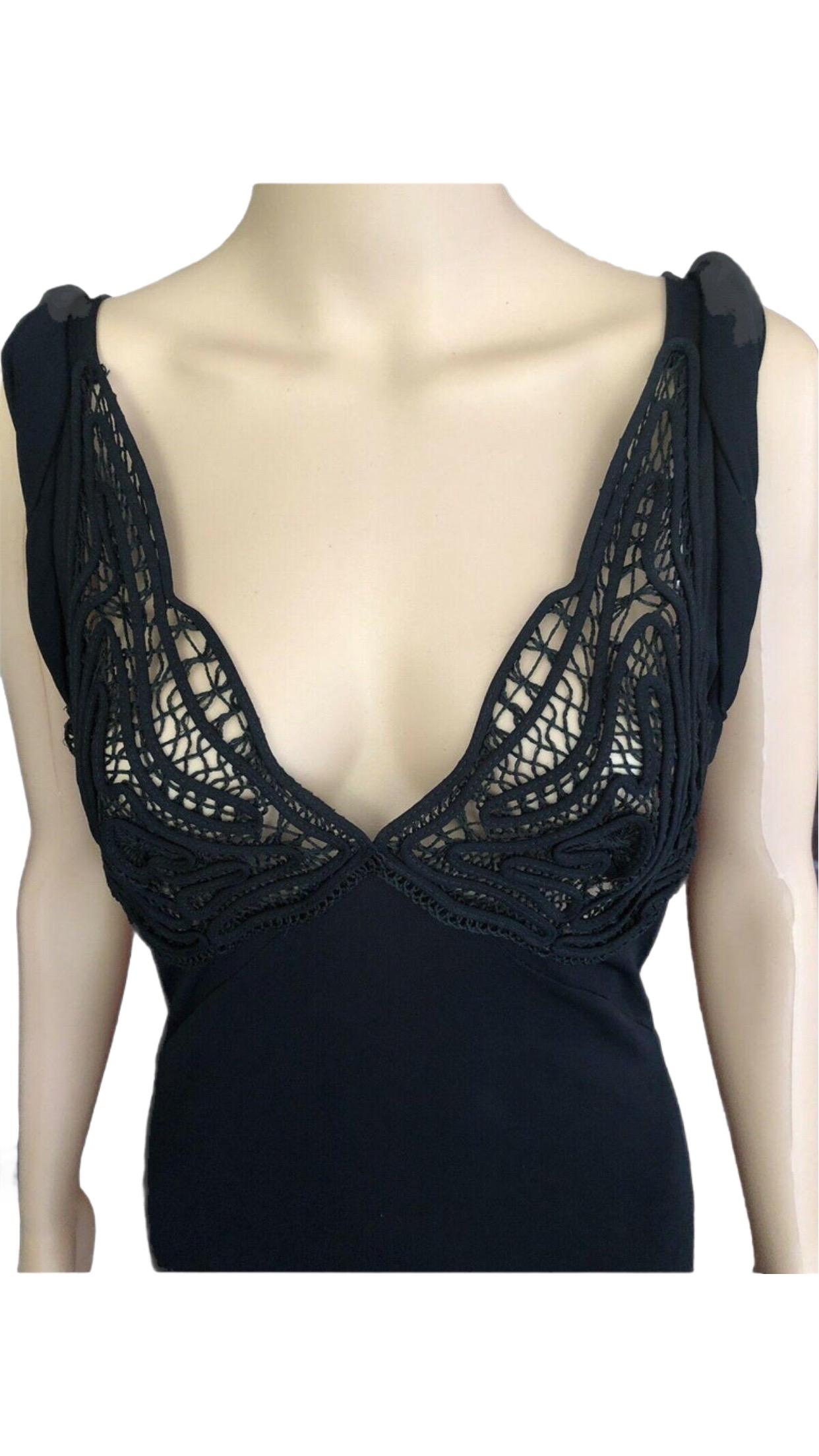 Jean Paul Gaultier Jeans - Vestito nero con bustier all'uncinetto in vendita 3