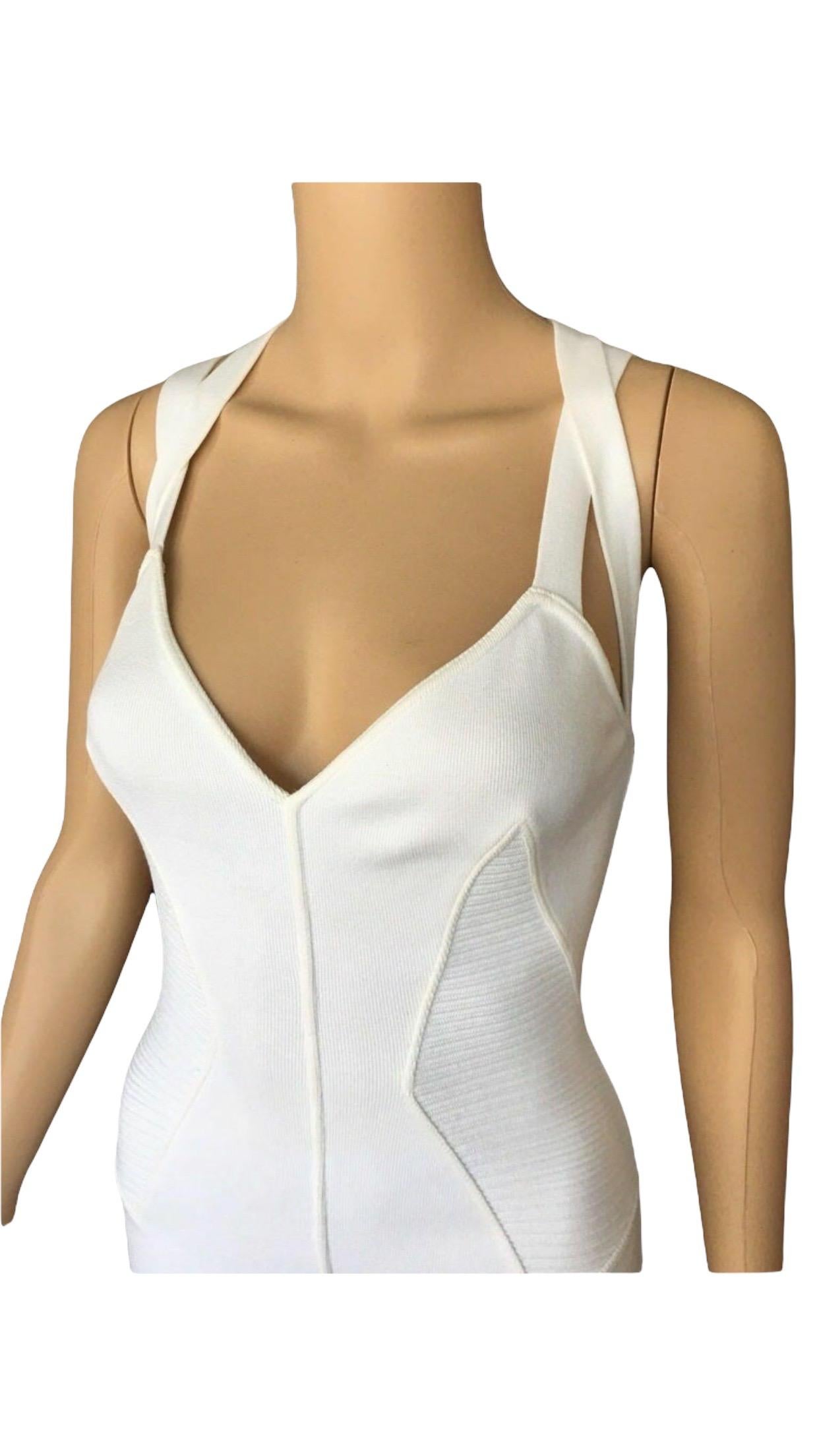 Azzedine Alaia S/S 1990 Vintage Fitted White Dress For Sale 1