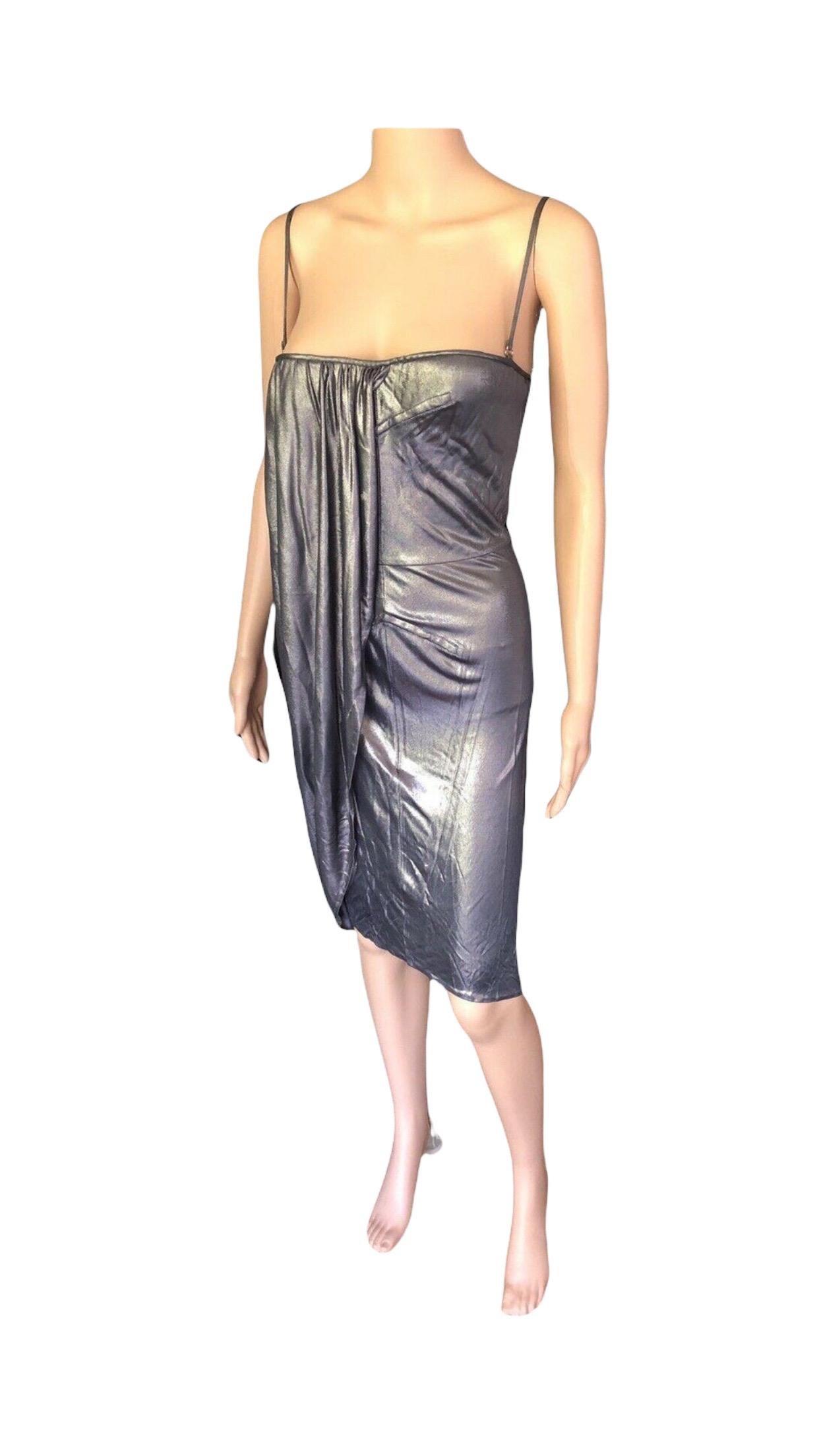 Christian Dior Resort 2007 Laufsteg Metallic Drapiertes Kleid im Angebot 2