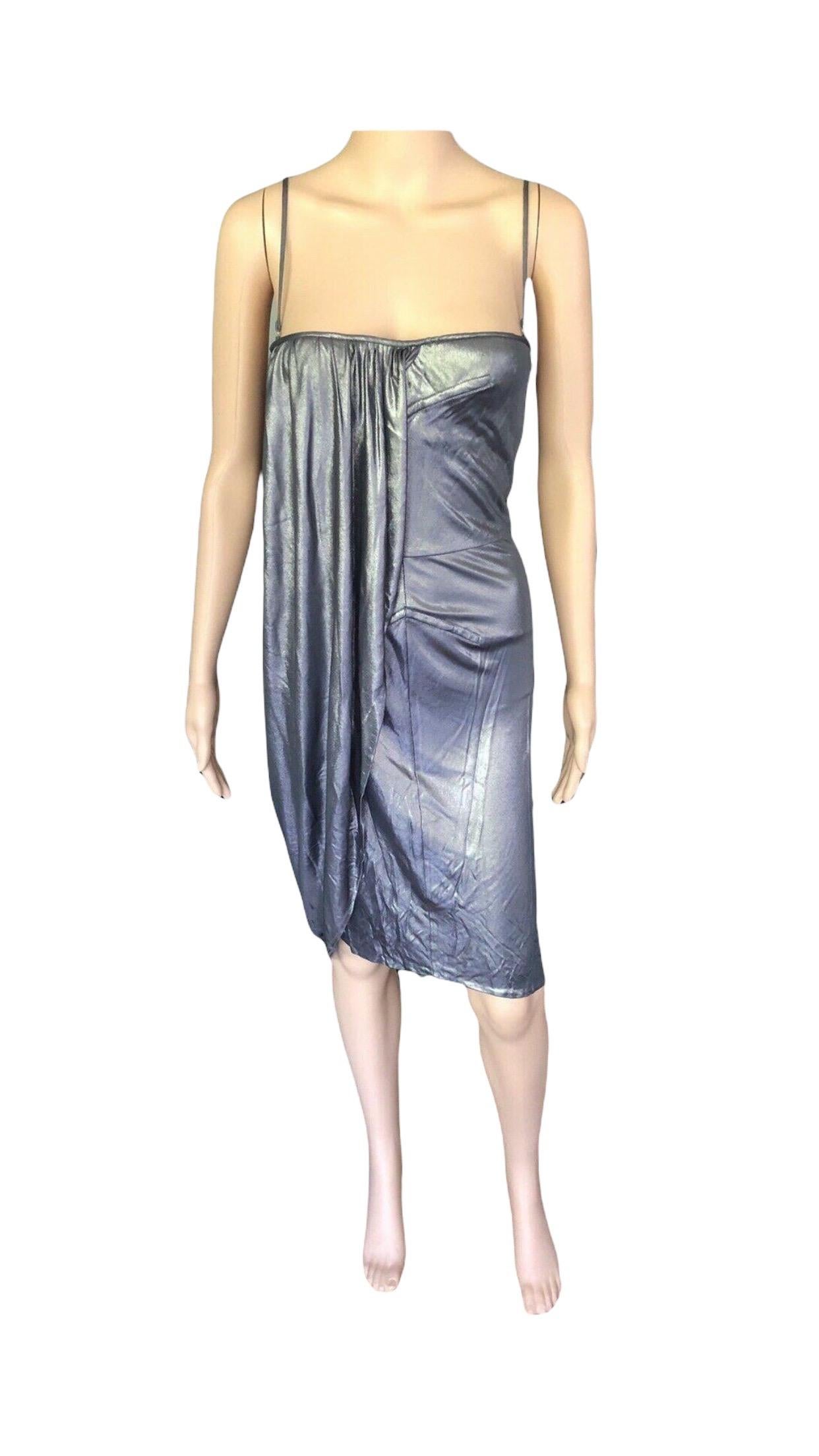 Christian Dior Resort 2007 Laufsteg Metallic Drapiertes Kleid im Angebot 3