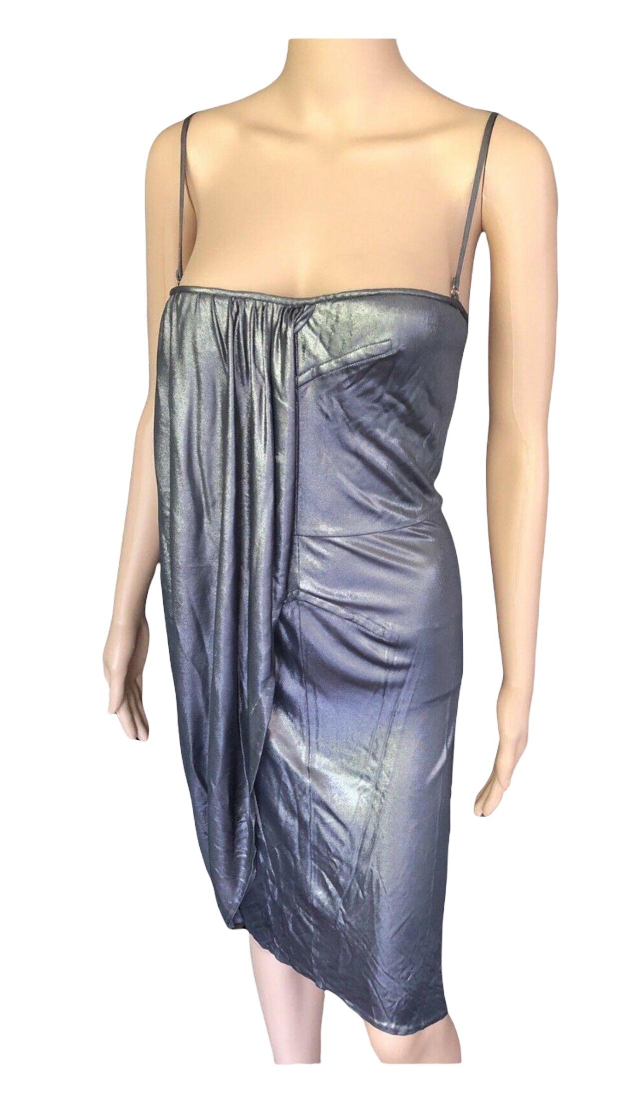 Christian Dior Resort 2007 Laufsteg Metallic Drapiertes Kleid im Angebot 4