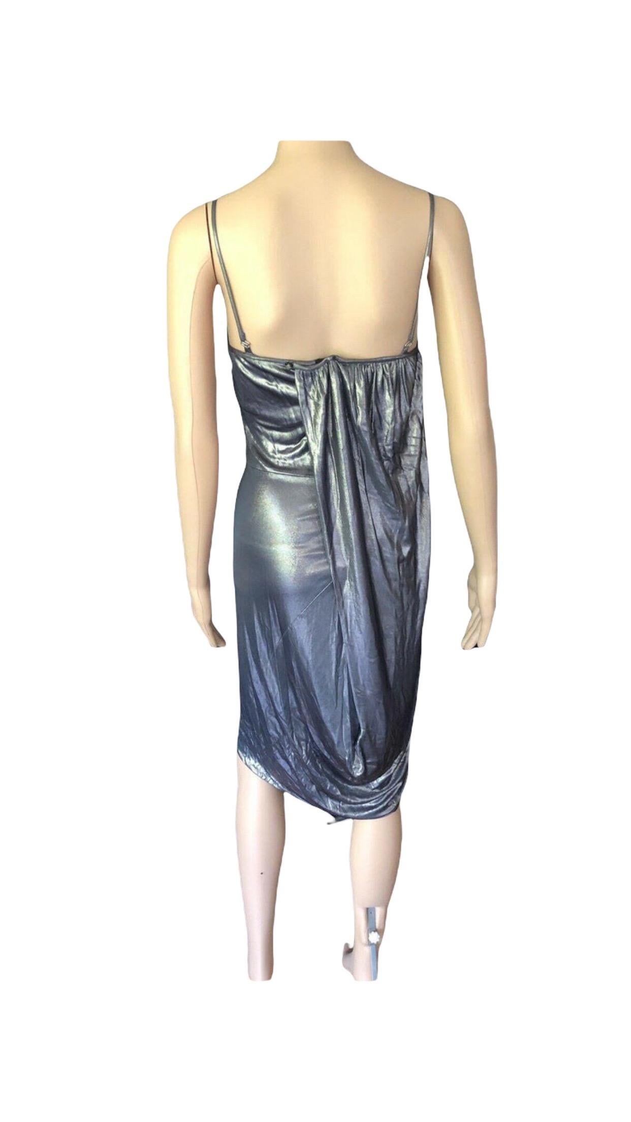 Christian Dior Resort 2007 Laufsteg Metallic Drapiertes Kleid im Angebot 6