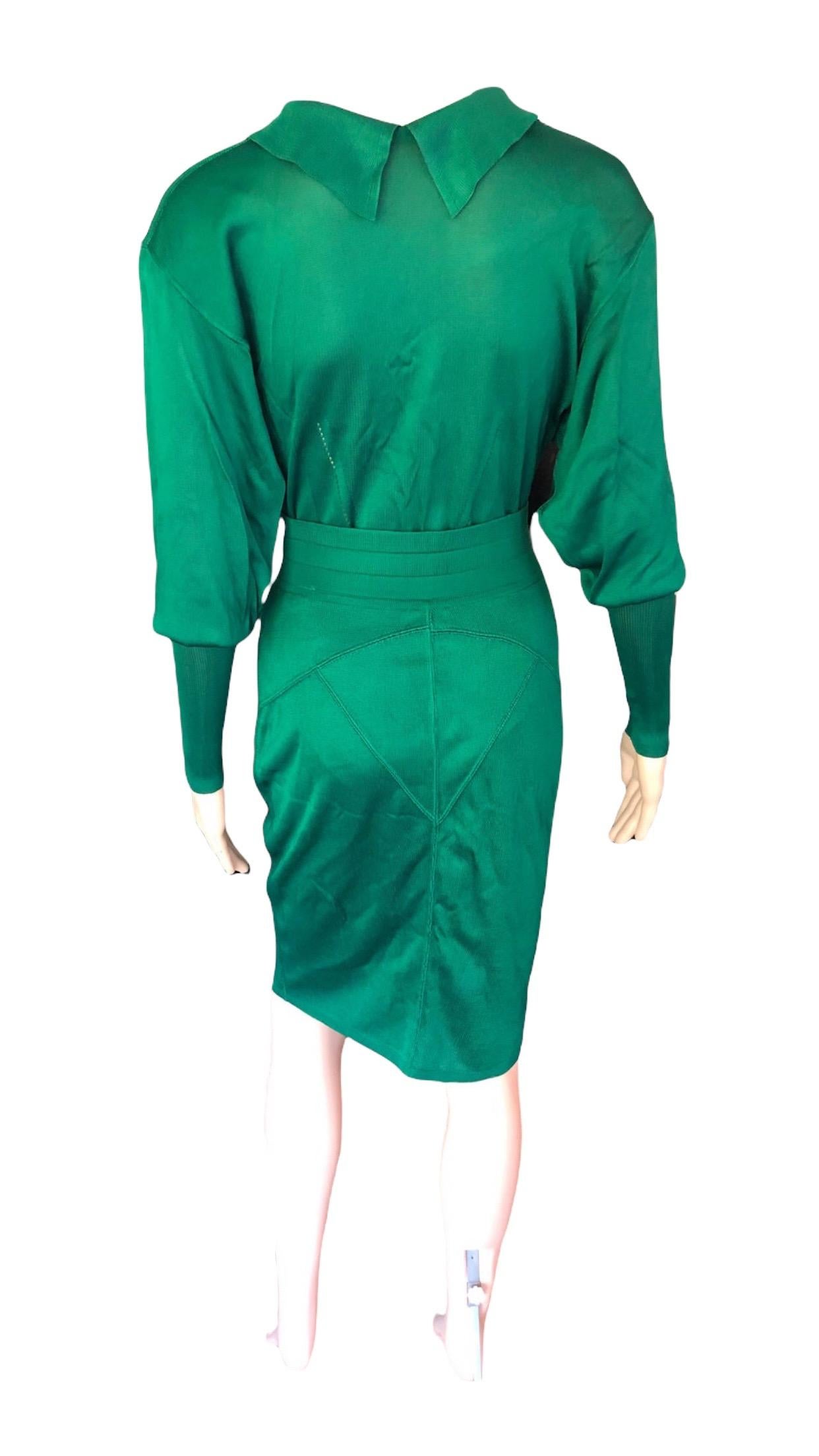 Azzedine Alaia Vintage Green - Ensemble 2 pièces - Jupe en tricot et haut de bodys Pour femmes en vente