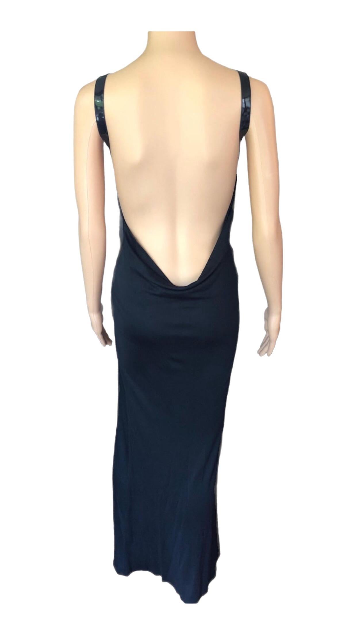 1999 Gucci by Tom Ford Silk Draped Open Back Black Dress Gown For Sale 1