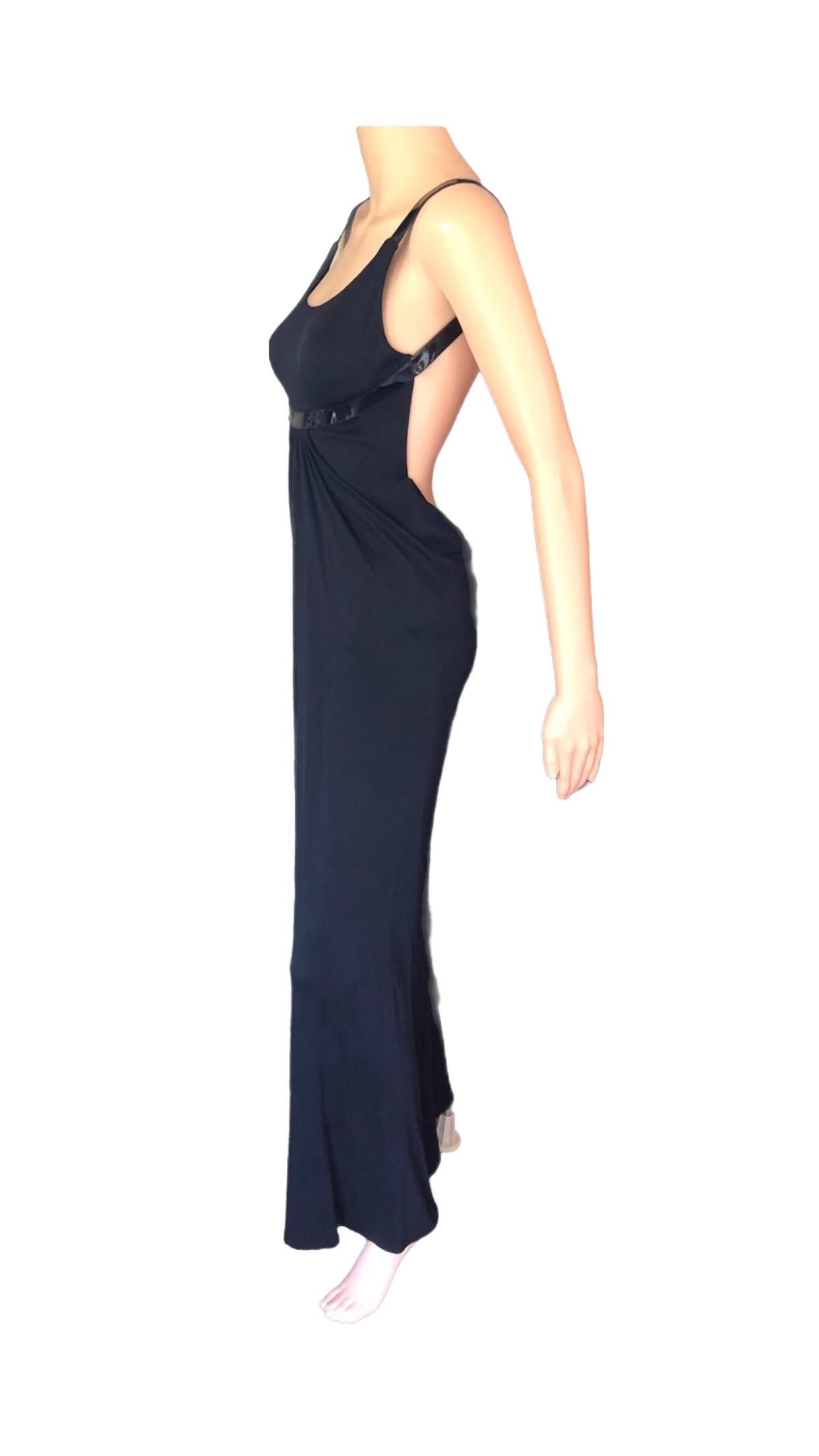 1999 Gucci by Tom Ford Silk Draped Open Back Black Dress Gown For Sale 4