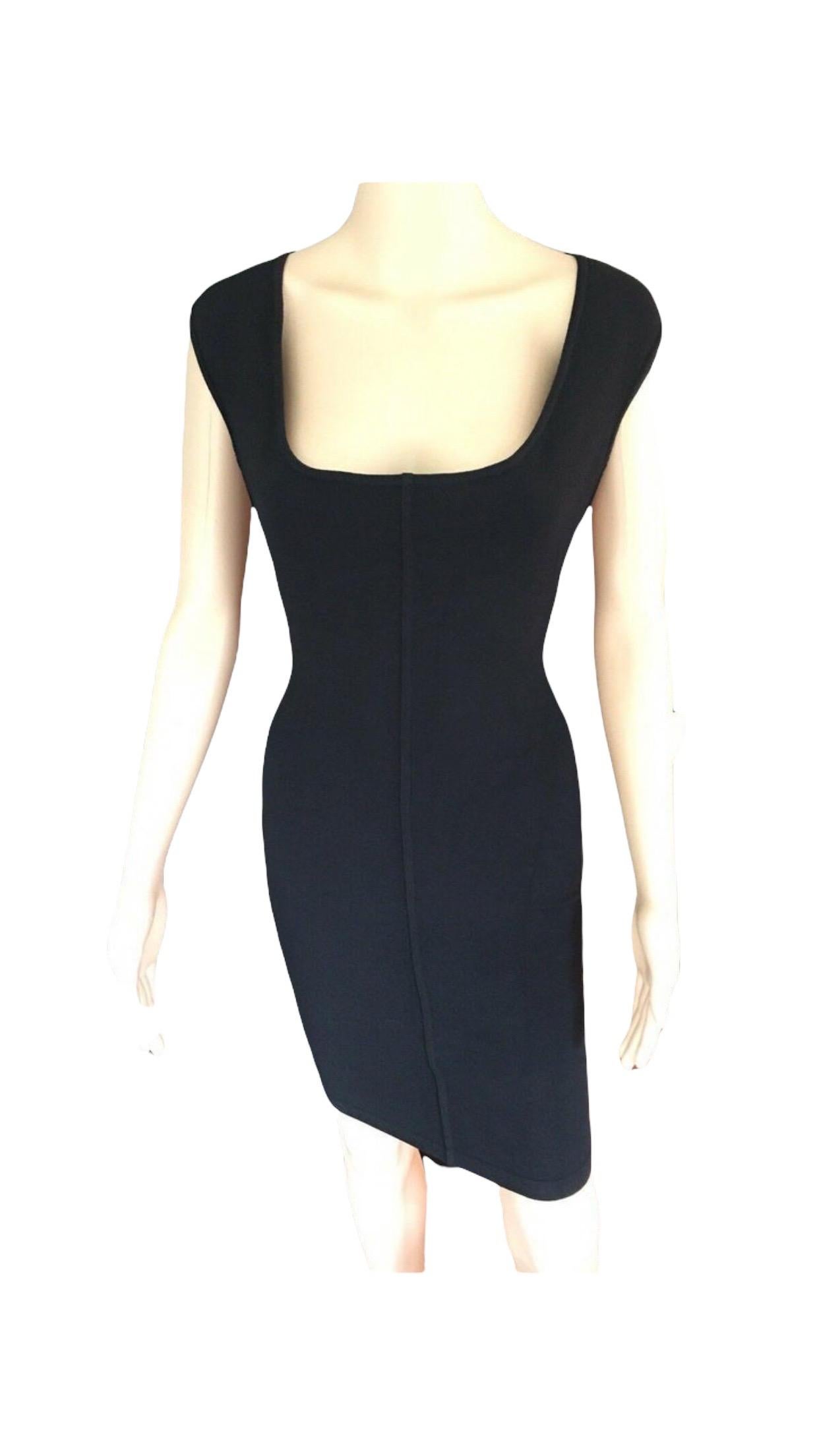 Women's Azzedine Alaia Vintage Fitted Open Back Black Mini Dress For Sale
