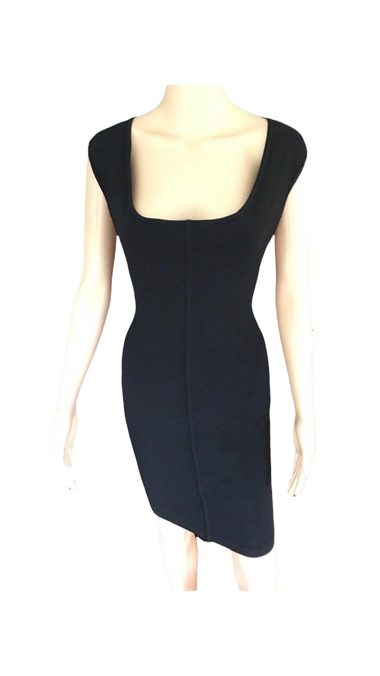 Azzedine Alaia Vintage Fitted Open Back Black Mini Dress For Sale at ...