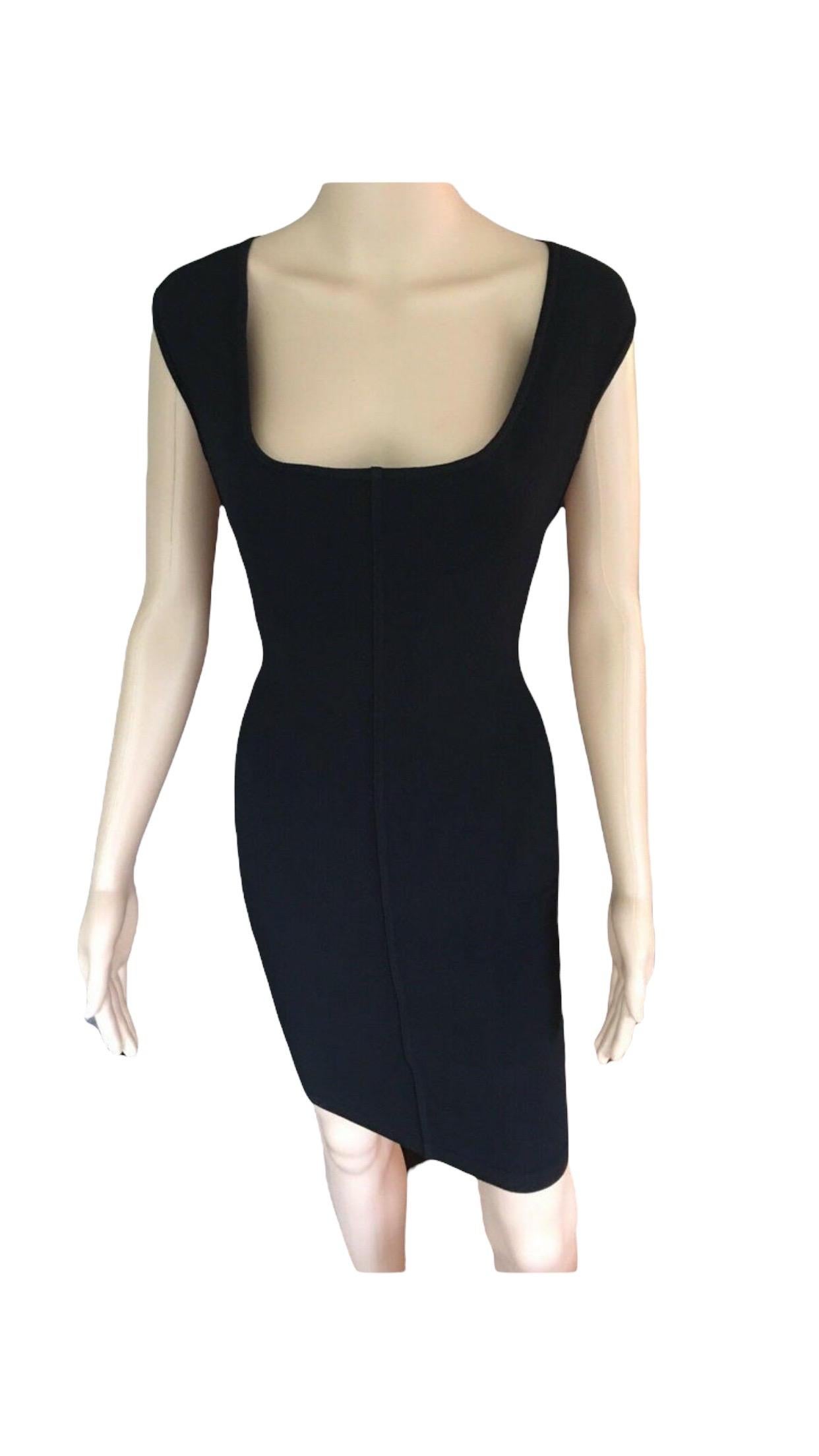 Azzedine Alaia Vintage Fitted Open Back Black Mini Dress In Good Condition For Sale In Naples, FL